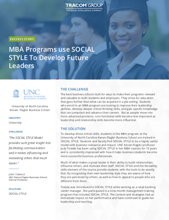 UNC Business School SOCIAL STYLE success story